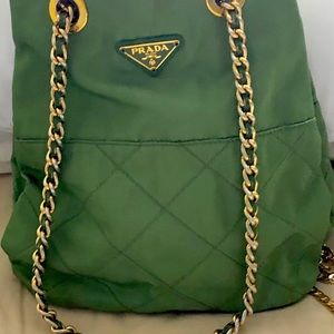 Authentic Prada green Tussoto chain shoulder bag